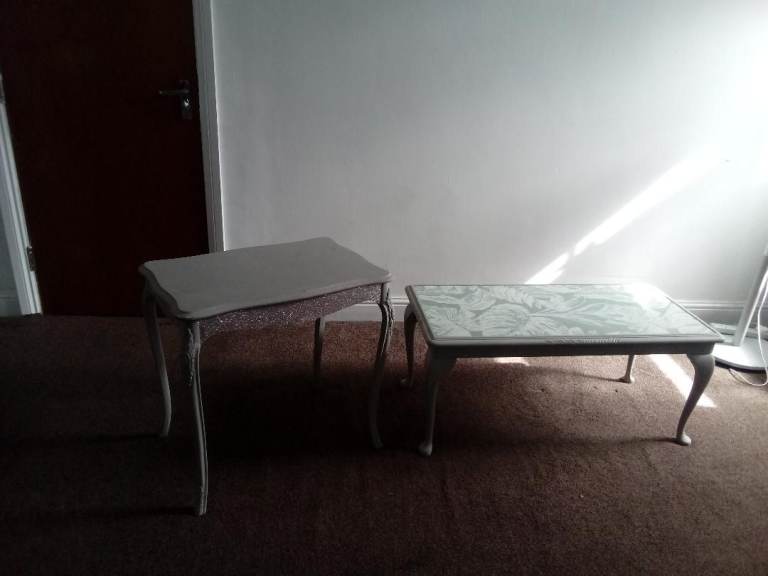 Pair of Grey Vintage Style Coffee Tables – Good Condition