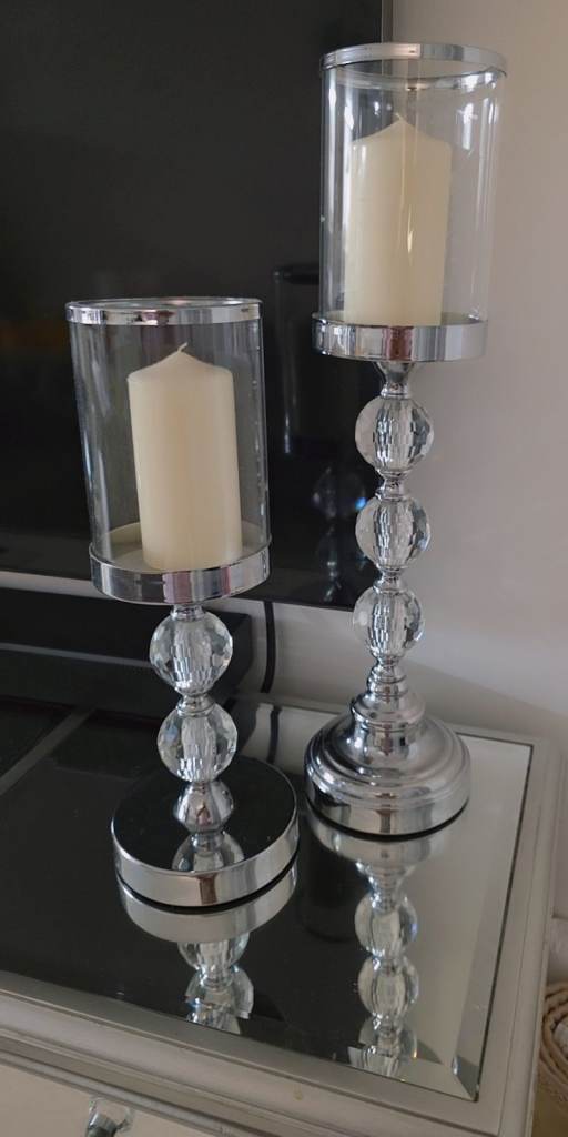 image for Crystal Effect Chrome Candle Holder 