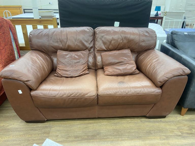 Brown Leather 2 Seater Sofa