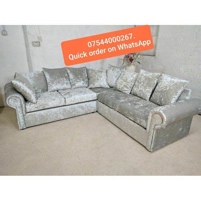 New Grey Fabric Corner Sofa Suite