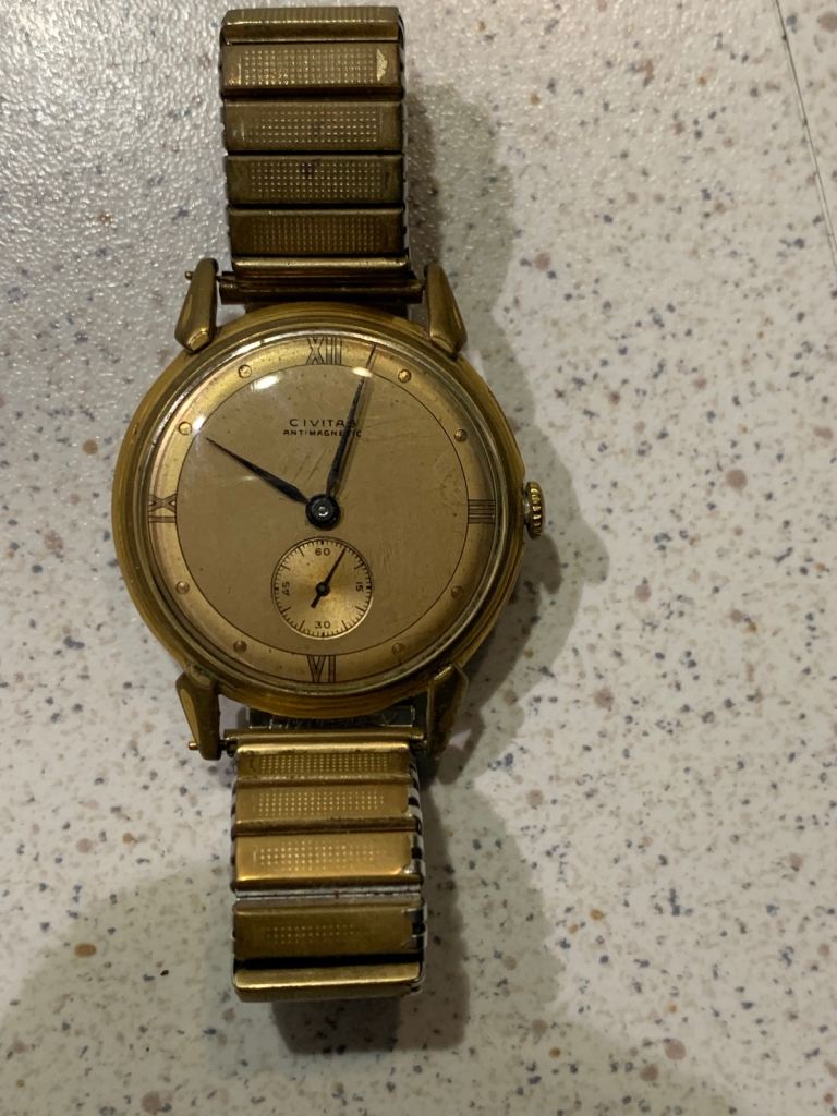 Vintage Civitas Gold Tone Watch with Expanding Bracelet