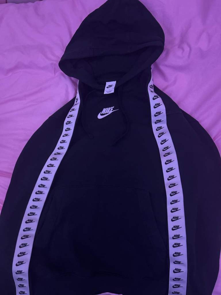 Black nike hoodie, with arm labels, Size L/M