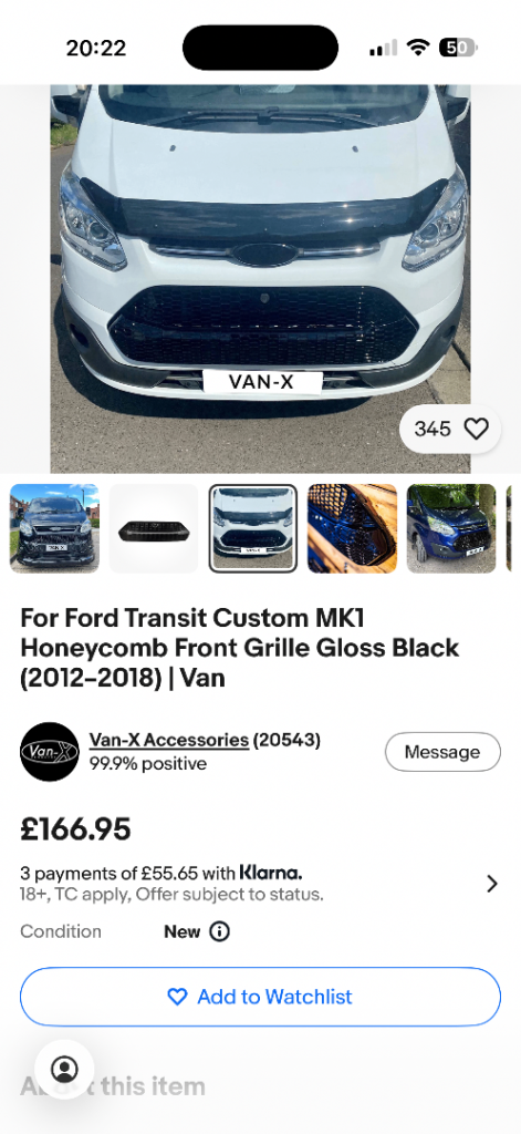 Transit custom pre face lift 2017 front grill 