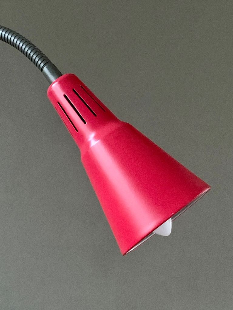 Vintage Retro Red & Bronze Swan Neck Standard Reading Lamp Light 1980s