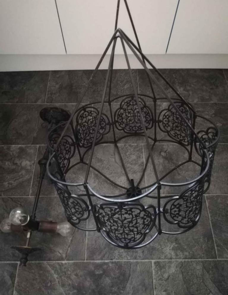 Large black metal chandelier 