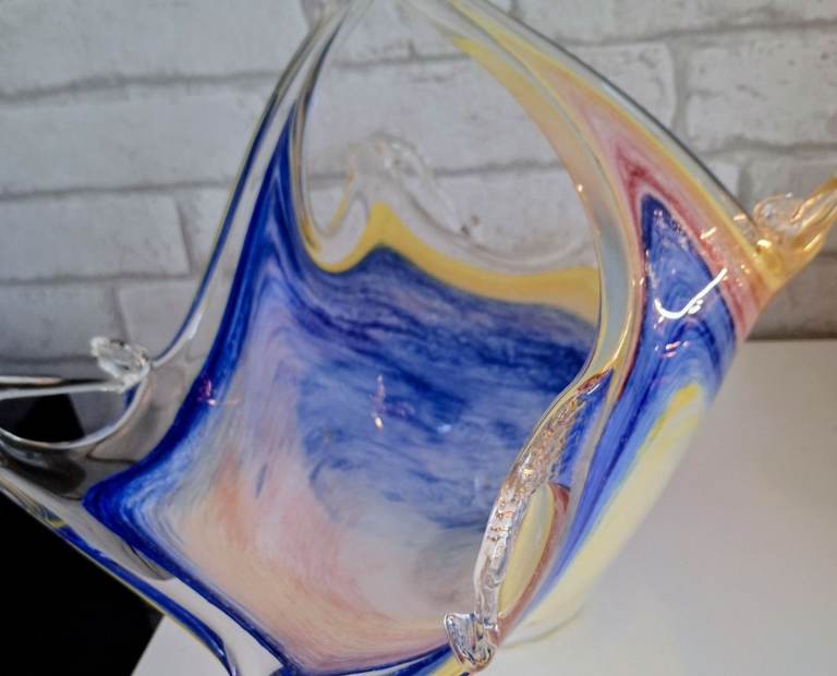 LARGE Murano Art Glass Basket