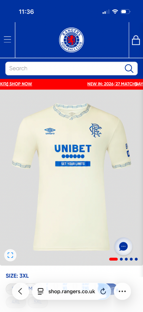 Rangers away top last couple left £15