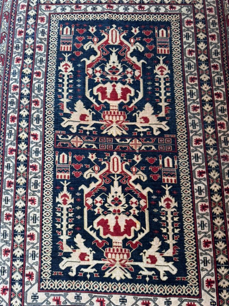 Vintage handmade wool rug 