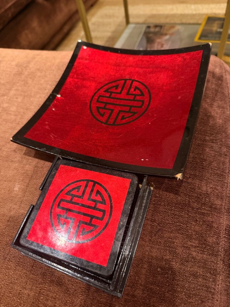 Red Square Dish and Coasters free