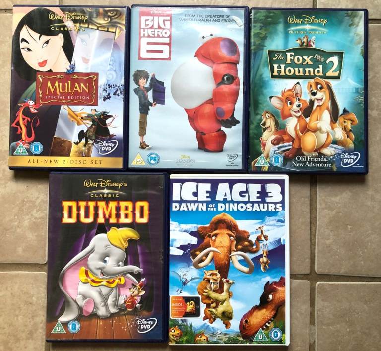 DVD bundle - Mulan, Big Hero 6, Fox and Hound 2, Dumbo, Ice Age 3