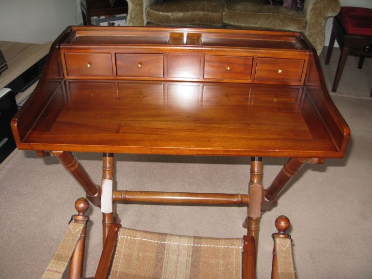 SOLID OAK WRITING BUREAU WITH MATCHING CAPTAIN'S CHAIR
