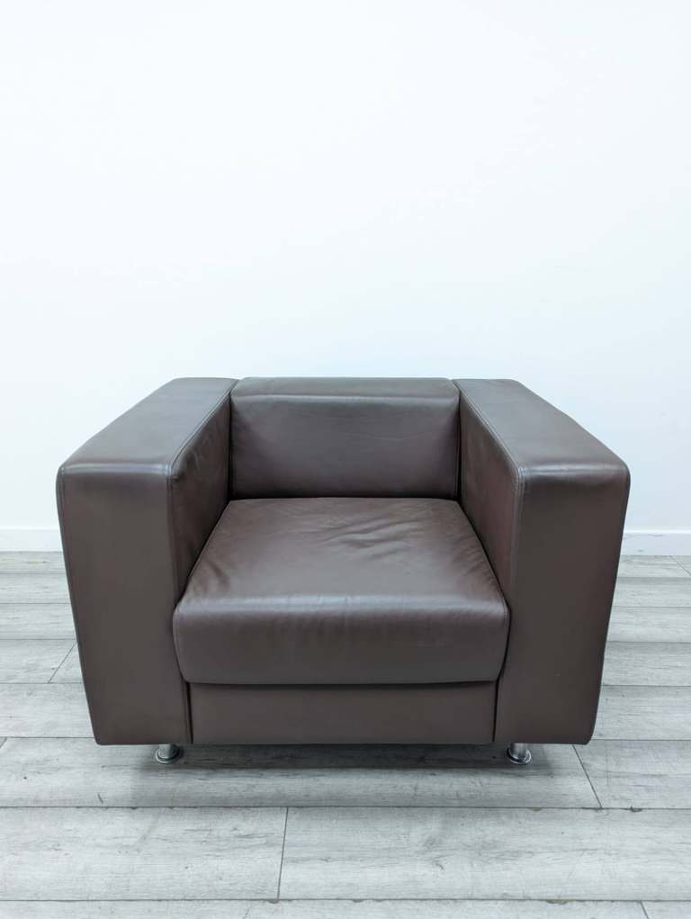Boss Design Real Brown Leather Reception Arm Chair