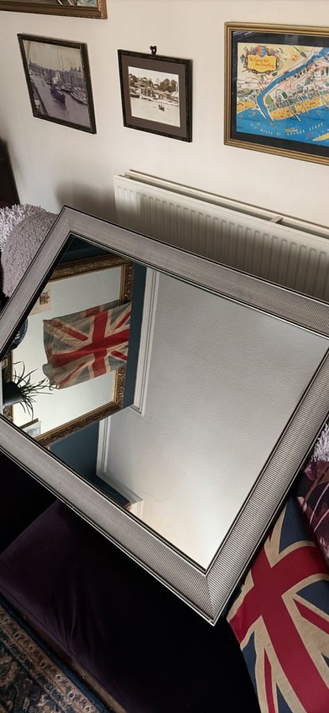 Large Silver Mirror with black detailing 