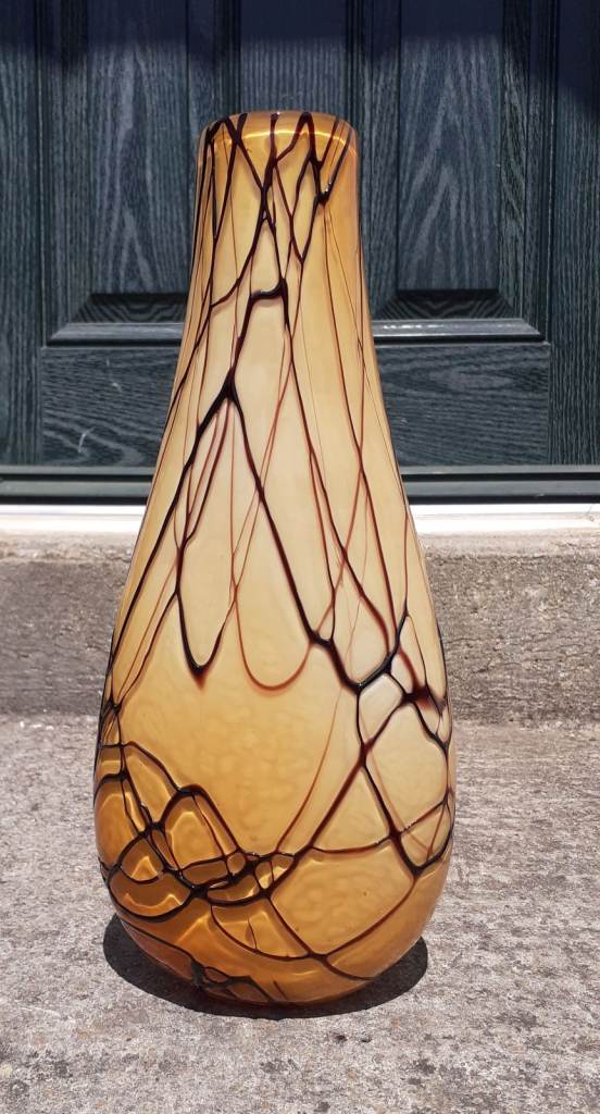 Vintage Large Murano Amber Milk Vase 14"