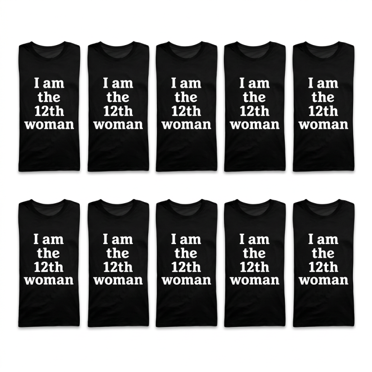 10 x Heineken Women’s UEFA Women’s Euro 2022 “12th Woman” T-Shirt Black with White Print Medium