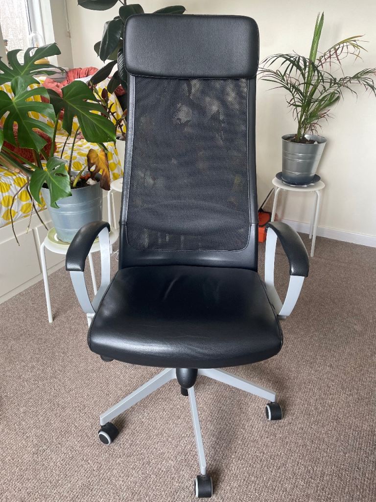 Black Ikea Office Chair with Mesh Back – Good Condition