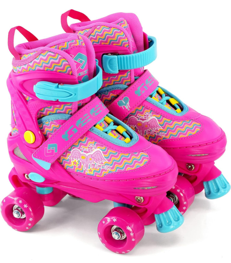 GEEZY Kids Adjustable Quad Roller Skates (Pink)