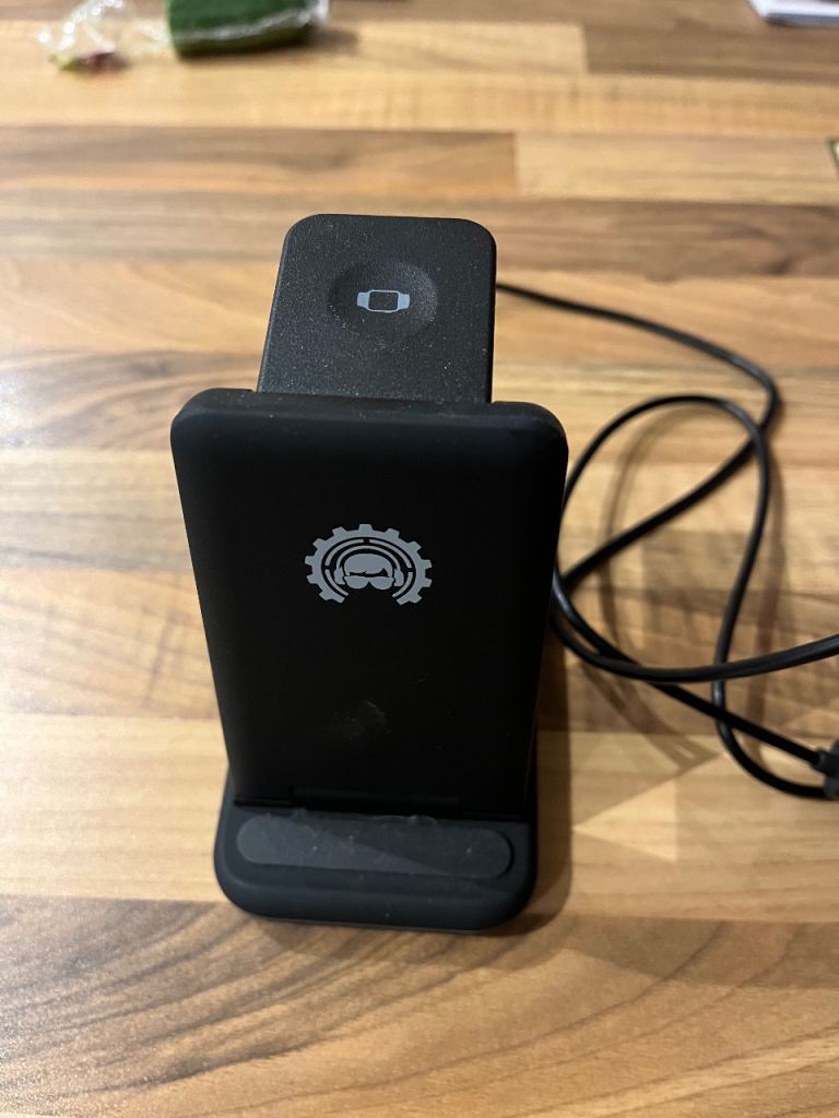 Black Wireless Charging Dock Stand for Phone Watch and Airpods 