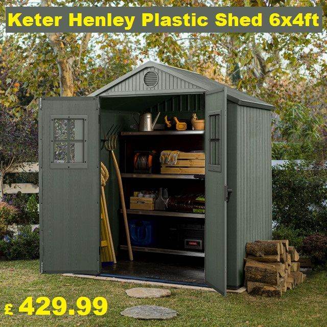 Brand New Keter Henley Plastic Shed 6x4ft / Garden Shed / Outdoor Storage Sheds