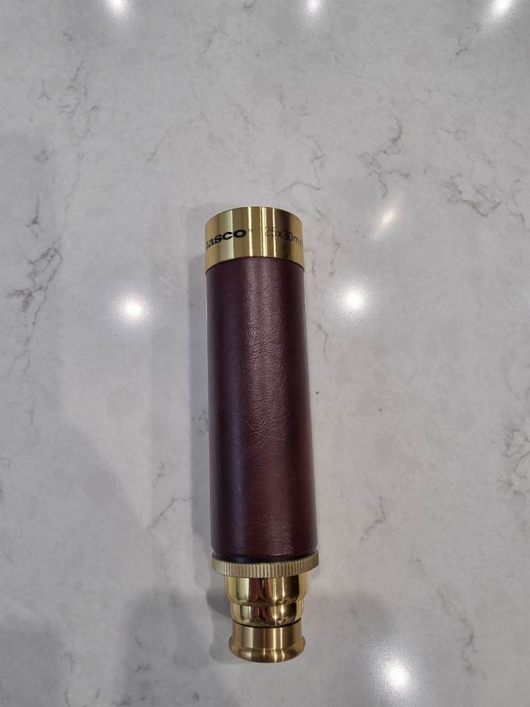 Tasco 25x30mm Brass Monocular Telescope with Leather Case