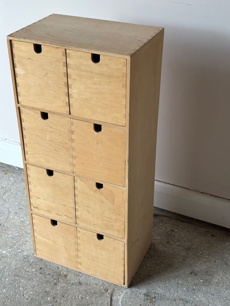IKEA MOPPE Stand up mini  chest of drawers, untreated pine, H: 69.5cm, W: 30.5cm D: 20cm