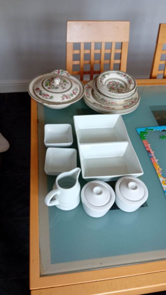 Mixed Dinnerware & Serving Set – Good Condition