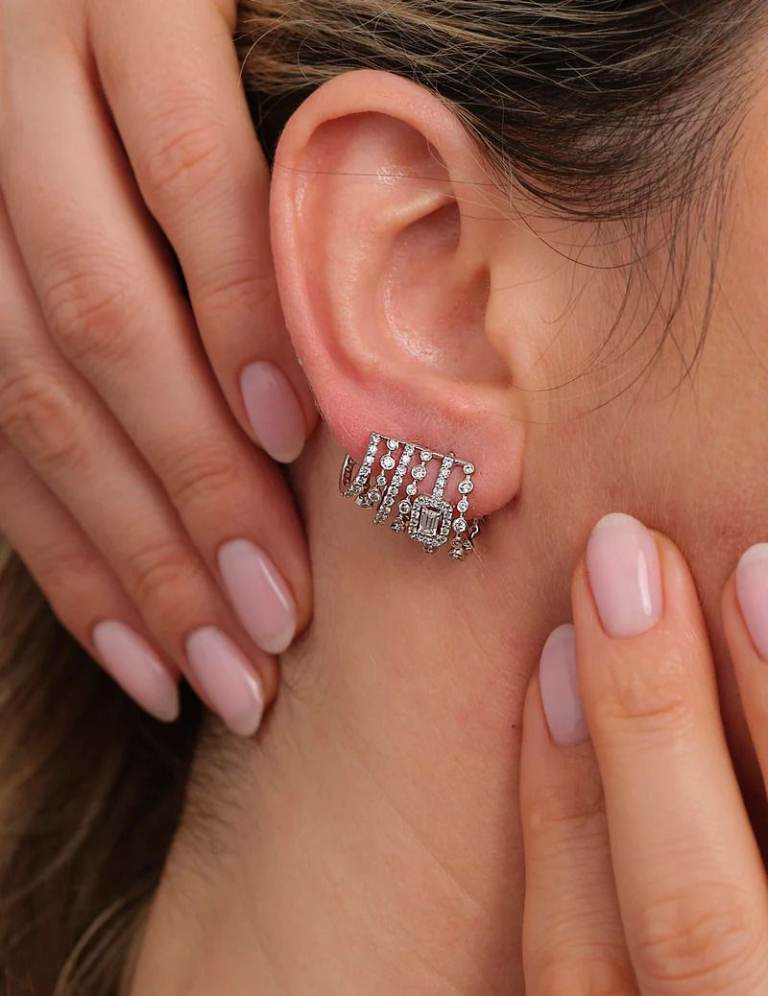 Mismatch Cuff & Halo Diamond Earrings | Vintage Inspired UK