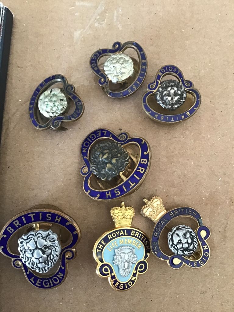 Collection of 8 Vintage British Legion Badges – Various Ages