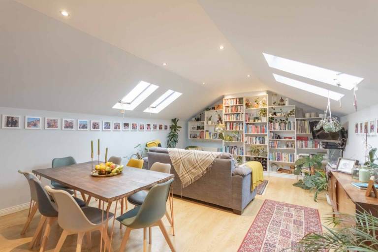 Huge and unique, 2 bedroom maisonette in converted church, in Trinity – available July