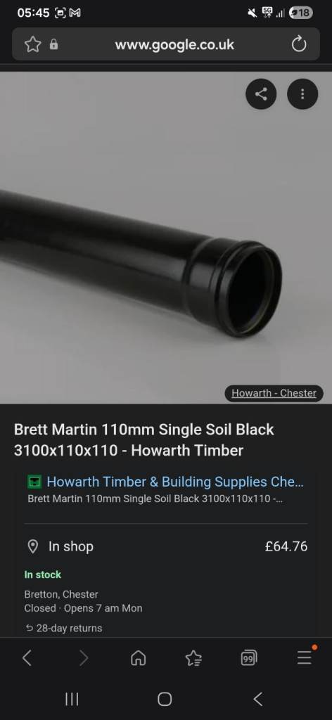 Bkack 110mm soil pipe 