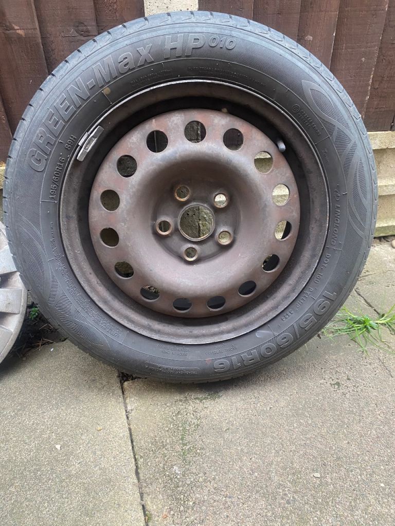 Commercial van tyre 195/60/16 mounted on a steel VW 5 x112 stud pattern