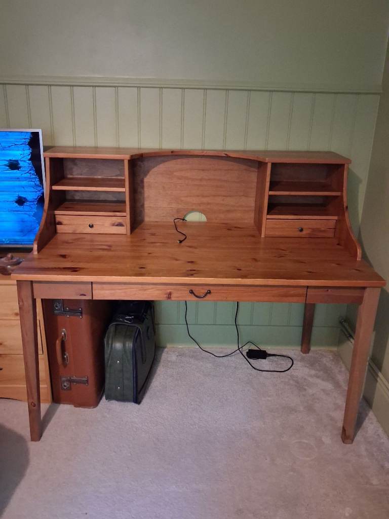 Solid IKEA Pine Desk with Shelving Unit  & Drawer – Great Condition