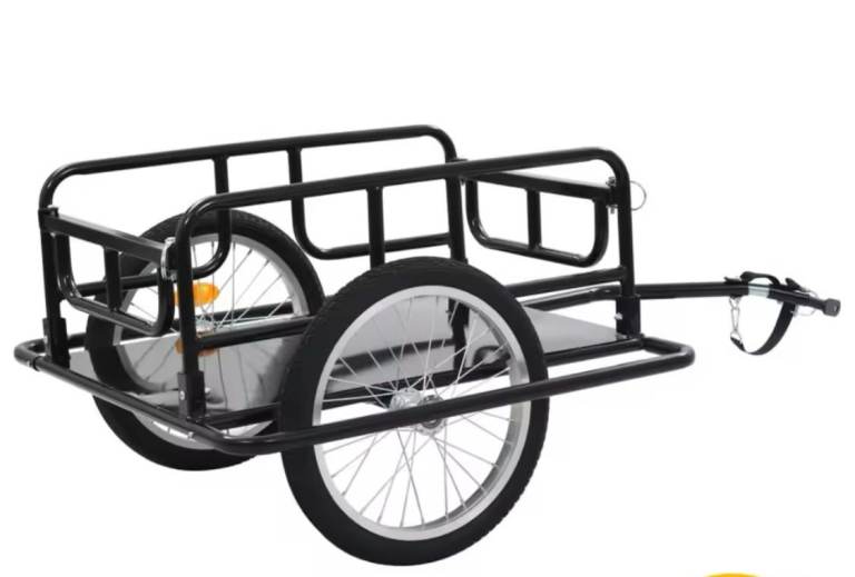 New vidaXL Bicycle Cargo Trailer – 130x73x48.5 cm – Black – Boxed