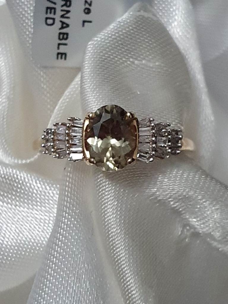 9ct Gold Ring 7x5  Csarite ottomanite Turkizite zultanite Diamonds Size L N O brand new 
