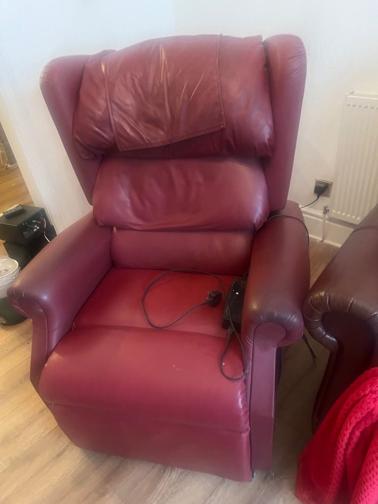 CosiChair Lift & Recline Armchair - Red Leather, Good Condition