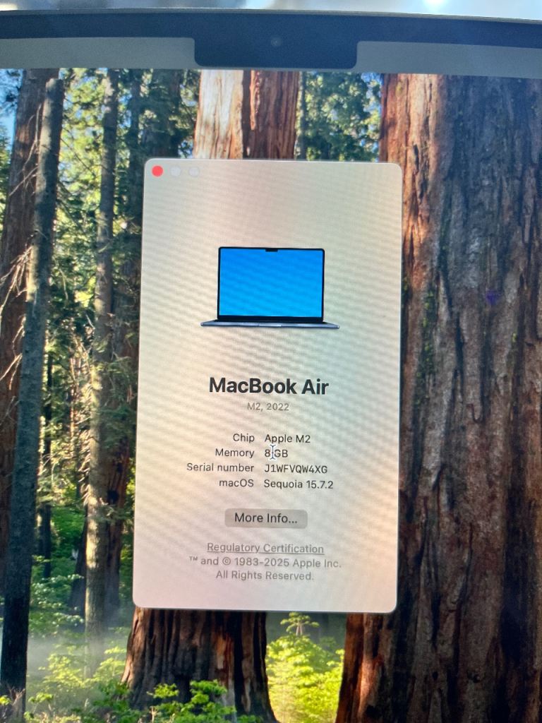 Apple MacBook Air M2 13.6-inch 2022 8C-CPU 8C-GPU 3.49GHz 8GB RAM 256GB SSD Midnight Blue Logic Pro 