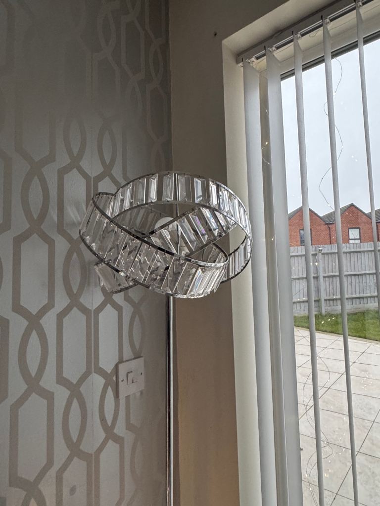 Crystal and chrome floor lamp