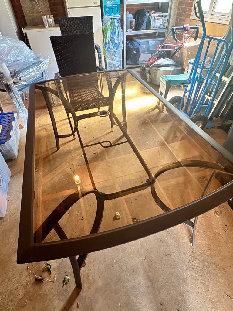 Glass top table rectangular 