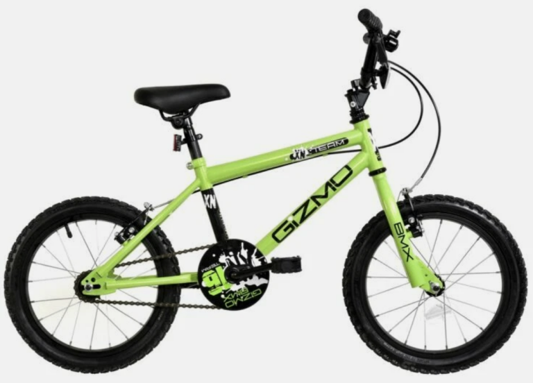 XN Gizmo Kids BMX Bike Junior 16" Wheel Unisex Bicycle 1 Spd V-Brakes Lime Green With Black helmet