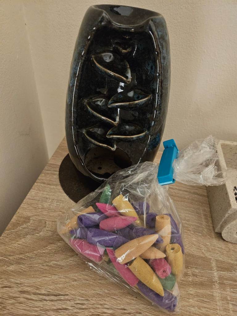 Incense waterfall burner and small oil burner