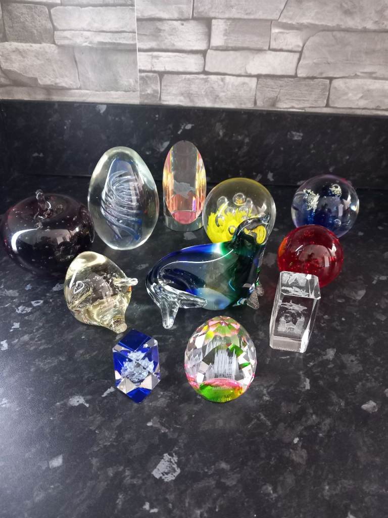 Collection of Glass Ornaments/Paperweights – Multicoloured