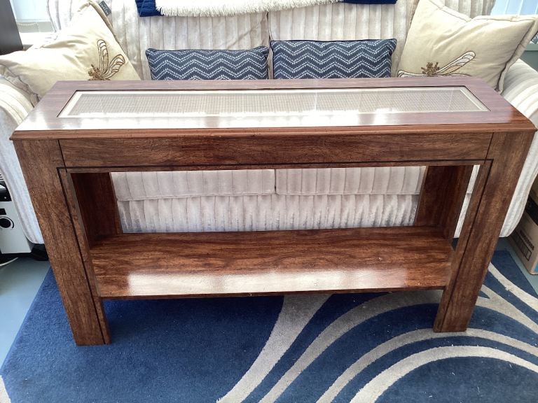 image for GLASS TOP HALLWAY TABLE IN GOOD CONDITION 