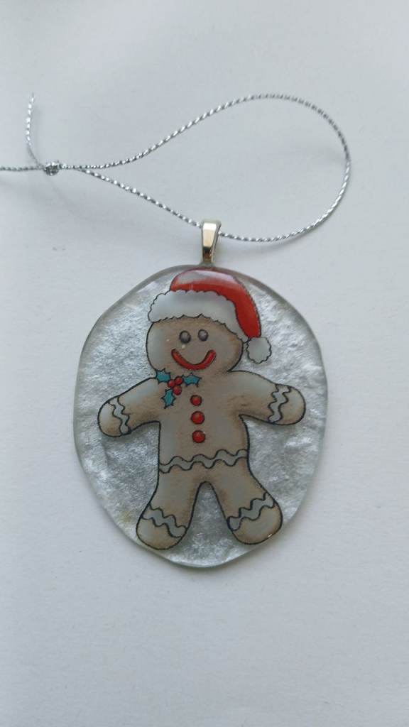 Fused glass gingerbread man decoration