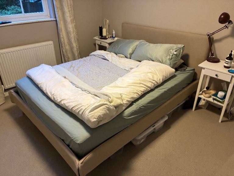 Emma King size Bed Frame with Fabric Headboard – Good Condition