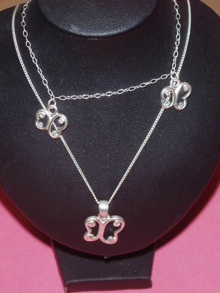 NEXT Silver 14 Inch Chain with Butterfly Pendant & Matching Bracelet