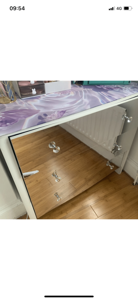 White Crystal Mirrored 3 Piece Bedroom Furniture Wardrobe Drawers Girls Bedroom