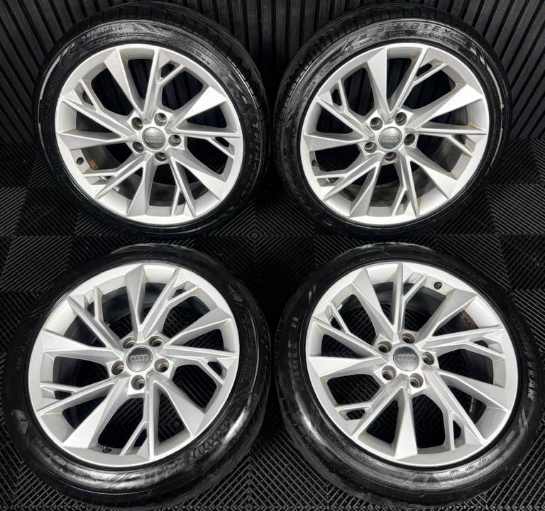 18" GENUINE AUDI A5 SILVER MULTISPOKE ALLOY WHEELS ALLOYS TYRES