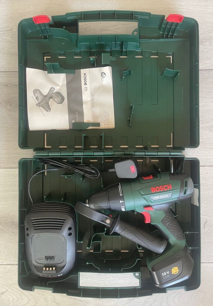Bosch PSB LI-2 18V Lithium Cordless Combi Drill with Case, Battery & Charger