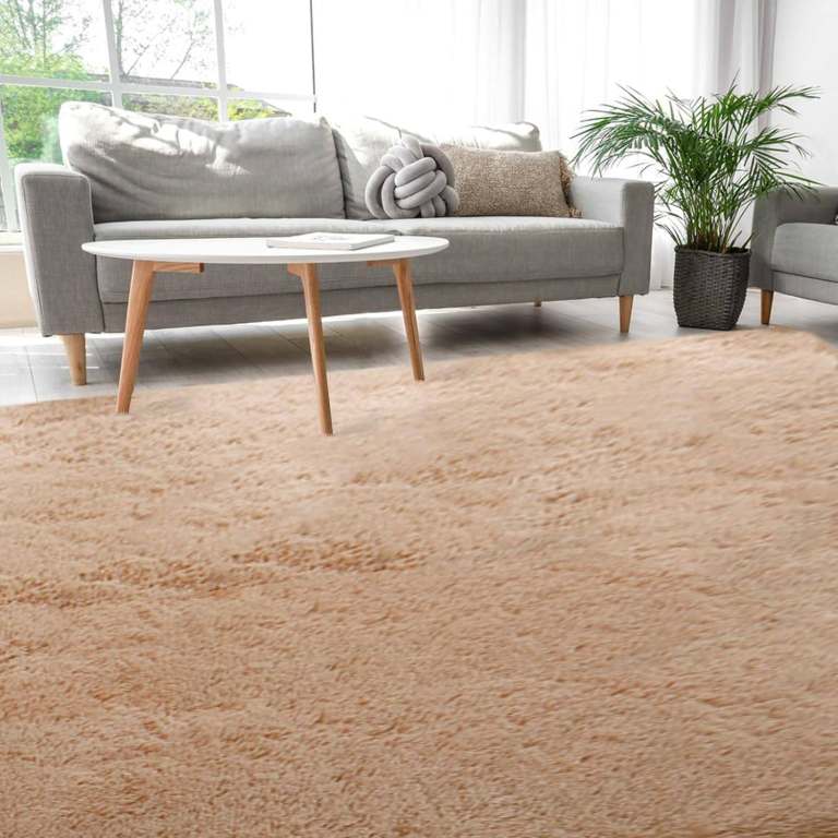 Khaki Soft Rug Stain Resistant & Anti-Slip Backing (180x270cm)