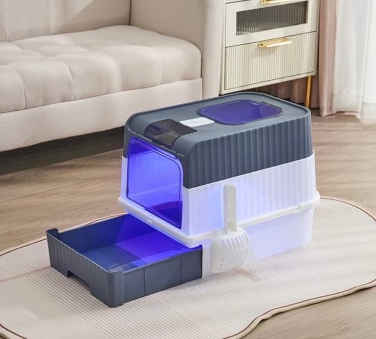 Premium Enclosed Cat Litter Box with Top-Entry, Odor Control & Pull-Out Tray